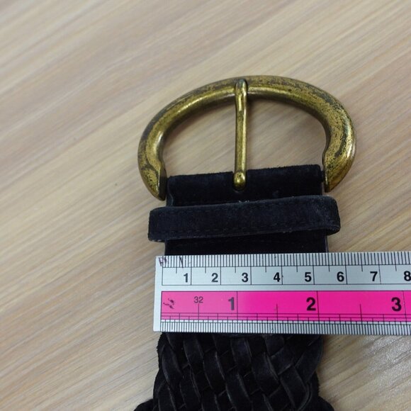 VINTAGE Braided Belt Womens Small Leather Chunky Waist Dress Suede 90s USA OMEGA - Picture 11 of 16